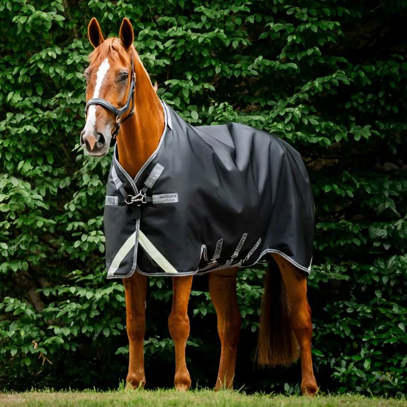 Horseware Rambo 1680D Turnout Rug 450g Vari-Layer - Black/Thunderstorm Grey Silver