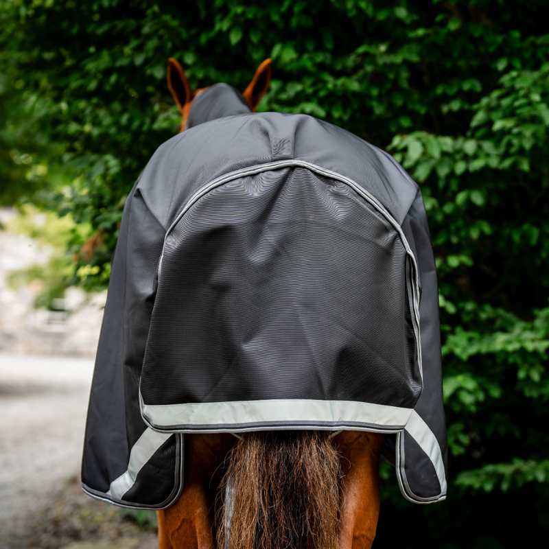 Horseware Rambo 1680D Plus Turnout Rug 100g - Black/Thunderstorm Grey Silver-3