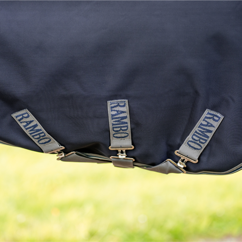 Horseware Rambo 1680D Plus Turnout Rug 100g - Navy/Thunderstorm Grey Silver-2