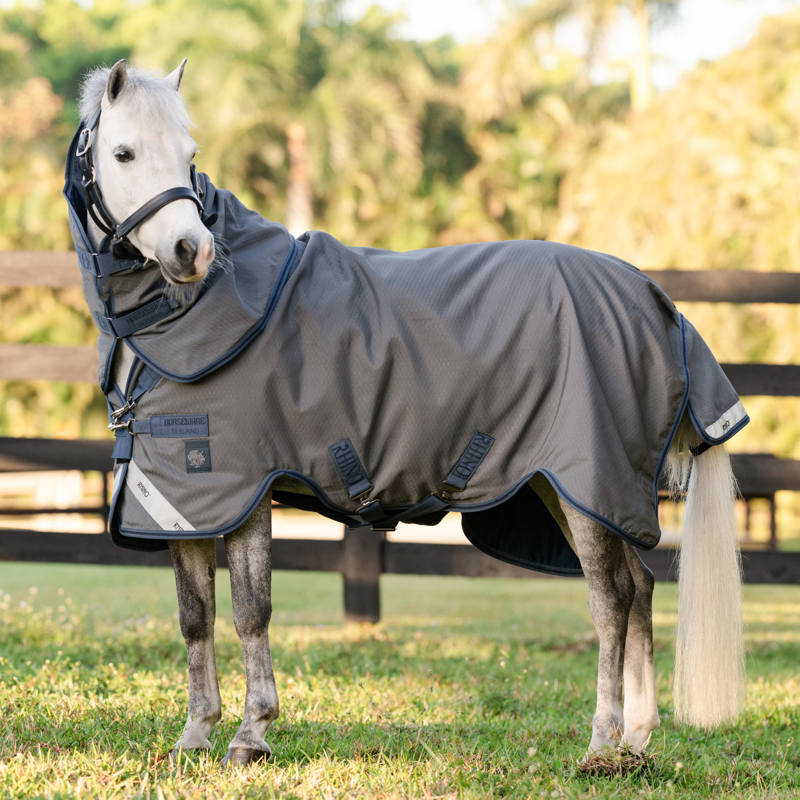 Horseware Rhino HexStop Plus Pony Turnout 250g Rug Vari-Layer - Grey/Indigo Navy-8