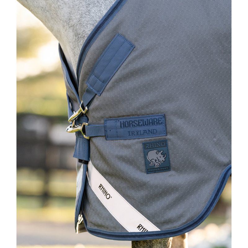 Horseware Rhino HexStop Plus Pony Turnout 250g Rug Vari-Layer - Grey/Indigo Navy-2