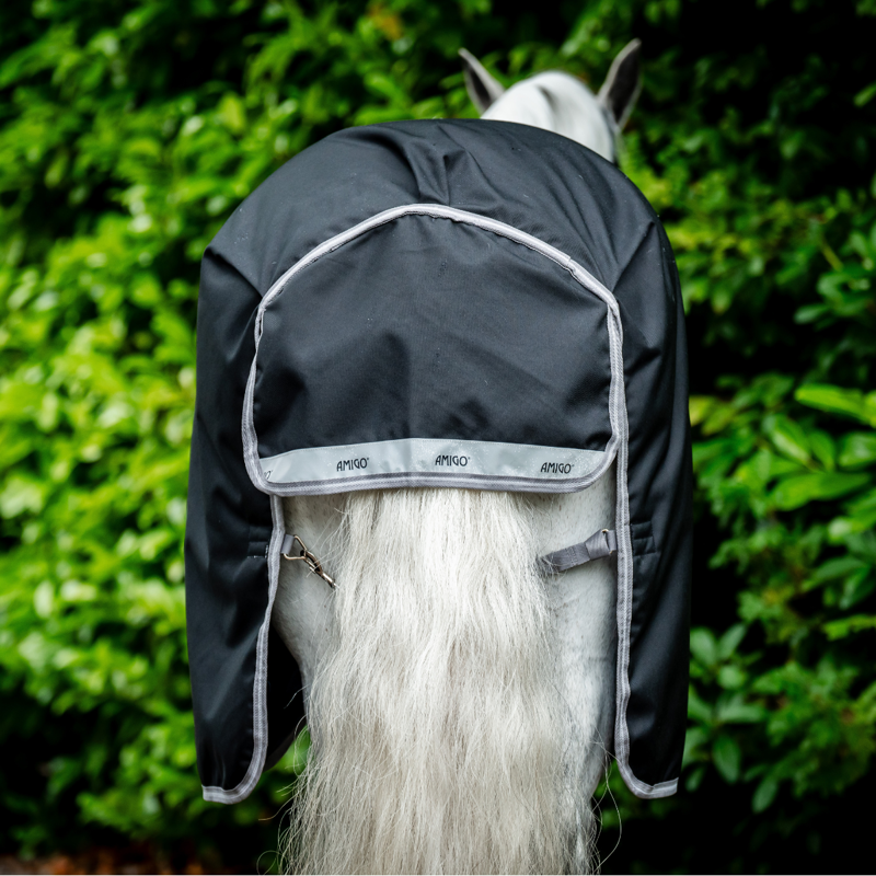 Horseware Amigo 1200D Turnout Rug 50g - Black/Titanium Grey Silver-4