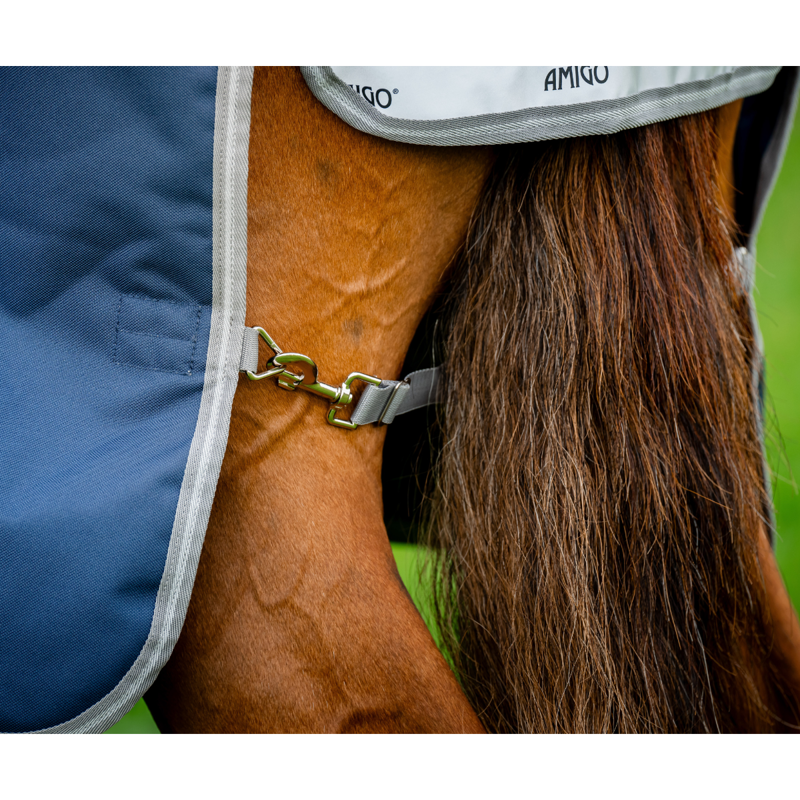 Horseware Amigo 1200D Turnout Rug 50g - Navy/Titanium Grey Silver-5