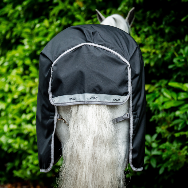 Horseware Amigo 1200D Turnout 100g - Black/Titanium Grey Silver-4