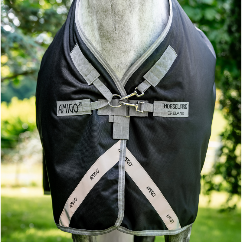 Horseware Amigo 1200D Turnout 100g - Black/Titanium Grey Silver-2