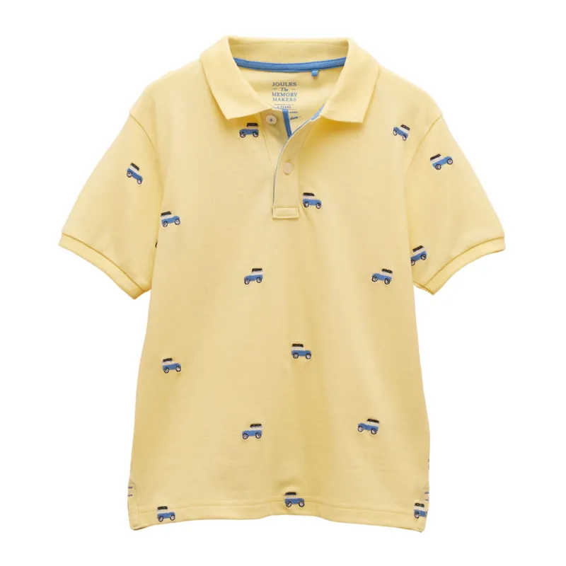 Joules Kids' Woody Polo Shirt - Yellow Embroidered