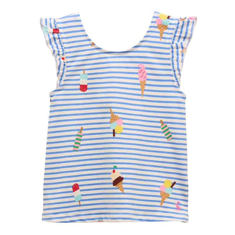 Joules Kids' Butterfly Frill Sleeve Vest - Ice Cream Stripe-1
