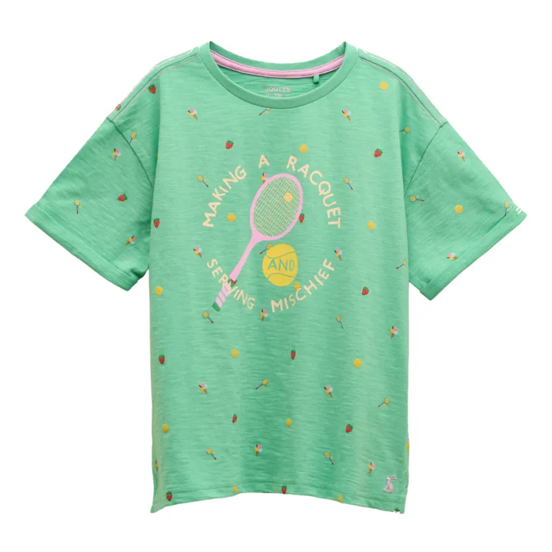 Joules Kids' Fun Days Tennis Print T-Shirt - Green