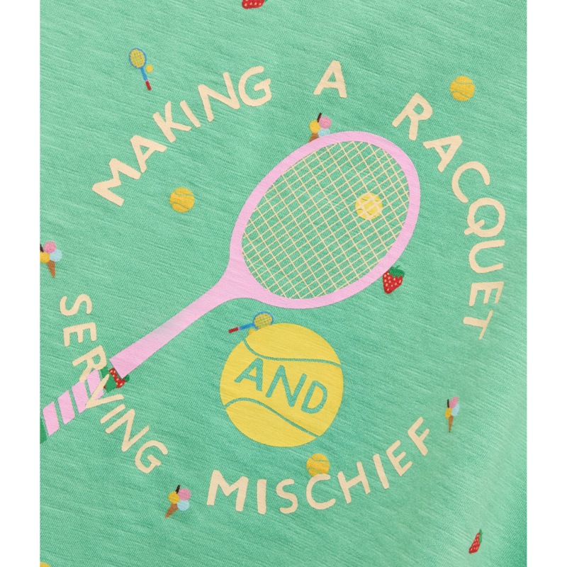 Joules Kids' Fun Days Tennis Print T-Shirt - Green-2