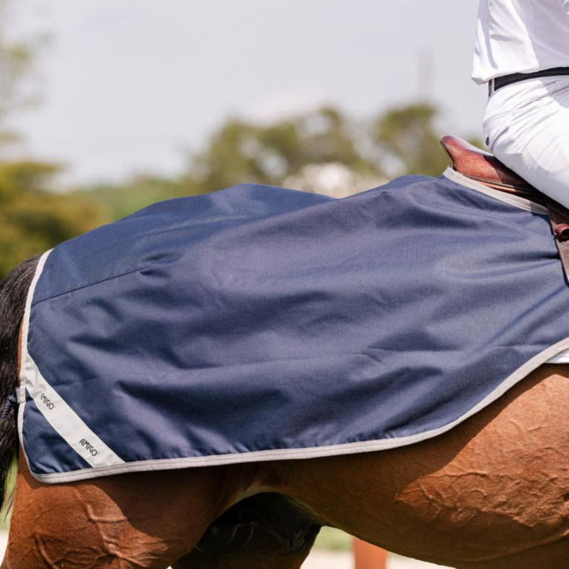 Horseware Amigo Ripstop Exercise Sheet - Navy/Titanium Grey-2