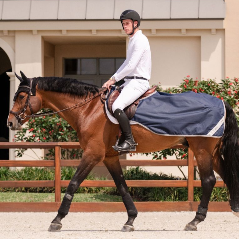 Horseware Amigo Ripstop Exercise Sheet - Navy/Titanium Grey-4