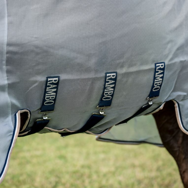 Horseware Rambo Protector Integrated Fly Sheet -Silver/Navy White Beige-1