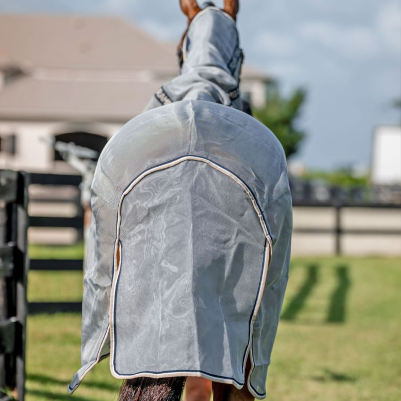 Horseware Rambo Protector Integrated Fly Sheet -Silver/Navy White Beige-2