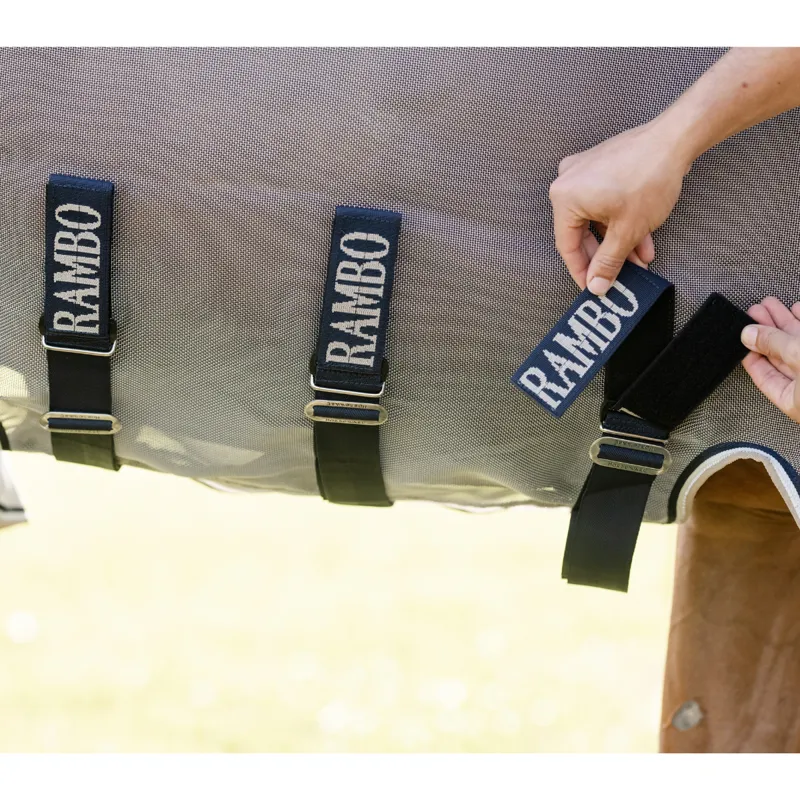 Horseware Rambo Protector Fieldsafe Fly Sheet - Silver/Navy White beige-3