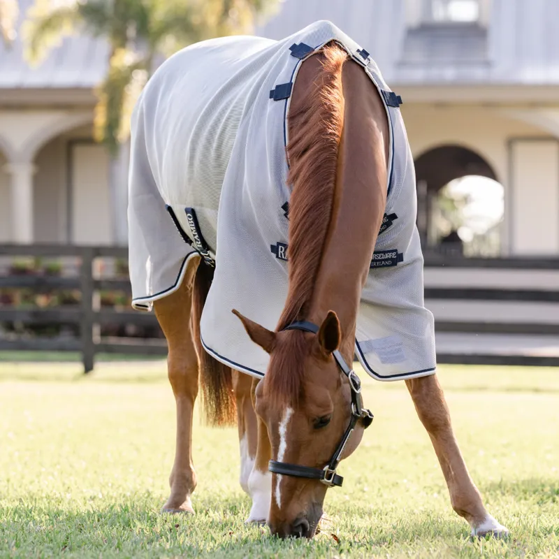 Horseware Rambo Protector Fieldsafe Fly Sheet - Silver/Navy White beige-5