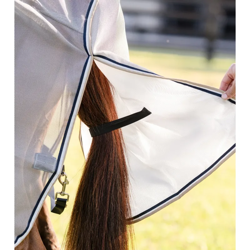 Horseware Rambo Protector Fieldsafe Plus Fly Sheet - Silver/Navy White beige-4