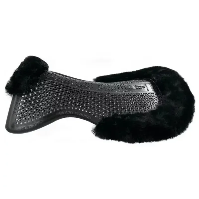 Horsena Regular Dressage Gel Pad with Rolled Edge Real Sheepskin - Black/Black