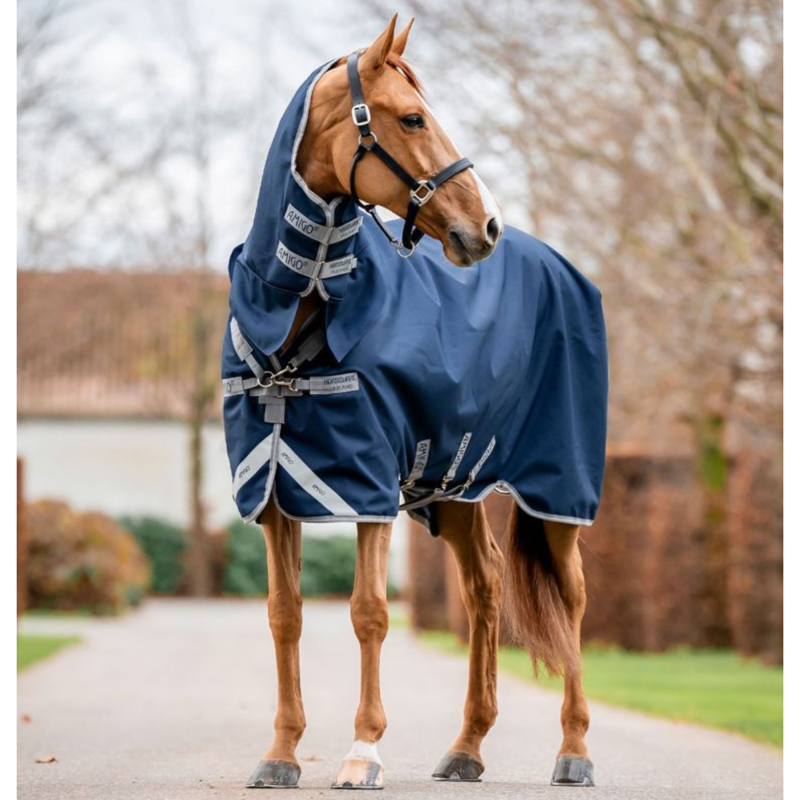 Horseware Amigo 1200D Integrated Turnout Rug 50g - Navy/Titanium Grey Silver-3