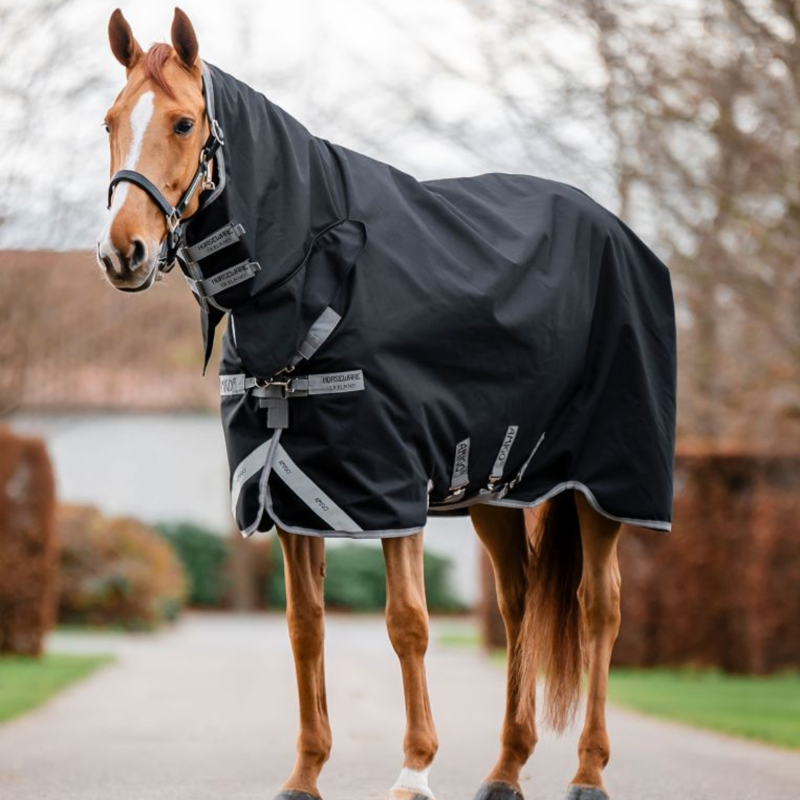 Horseware Amigo 1200D Integrated Turnout Rug 50g - Black/Titanium Grey Silver-3