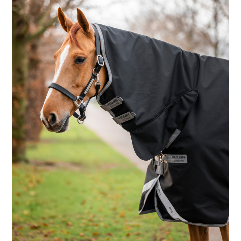 Horseware Amigo 1200D Integrated Turnout Rug 50g - Black/Titanium Grey Silver-1