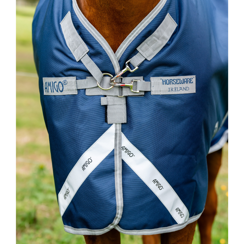 Horseware Amigo 1200D Plus Turnout Rug 50g - Navy/Titanium Grey Silver-2