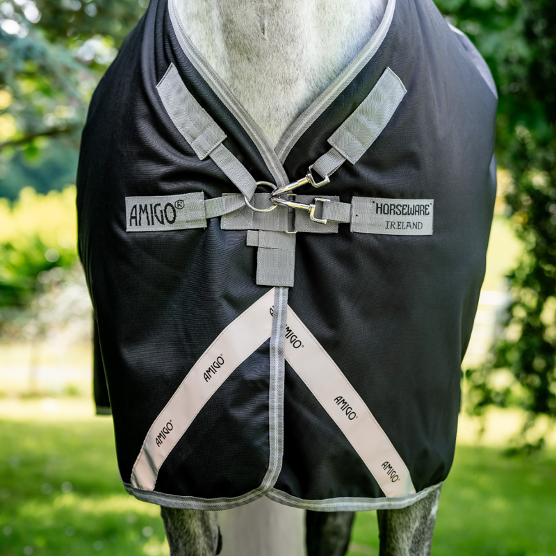 Horseware Amigo 1200D Plus Turnout Rug 50g - Black/Titanium Grey Silver-2
