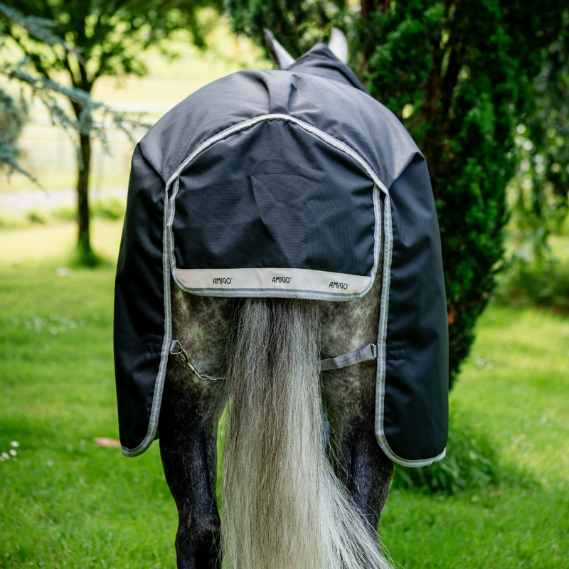 Horseware Amigo 1200D Plus Turnout Rug 50g - Black/Titanium Grey Silver-5