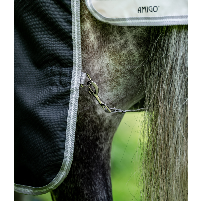 Horseware Amigo 1200D Plus Turnout Rug 50g - Black/Titanium Grey Silver-6