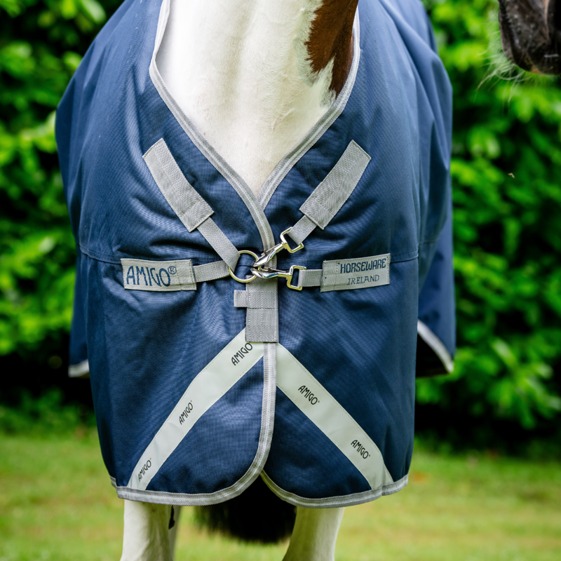 Horseware Amigo 1200D XL Turnout Rug 50g - Navy/Titanium Grey Silver-1