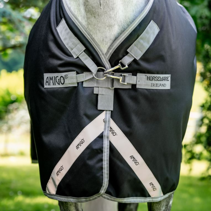 Horseware Amigo 1200D XL Turnout Rug 50g - Black/Titanium Grey Silver-1