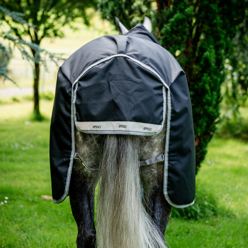 Horseware Amigo 1200D XL Turnout Rug 50g - Black/Titanium Grey Silver-3