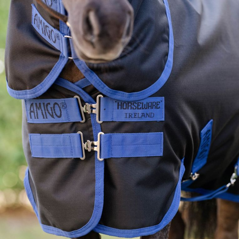 Horseware Amigo Ripstop 900D Plus Pony Turnout Rug 50g - Black/Classic Blue-1
