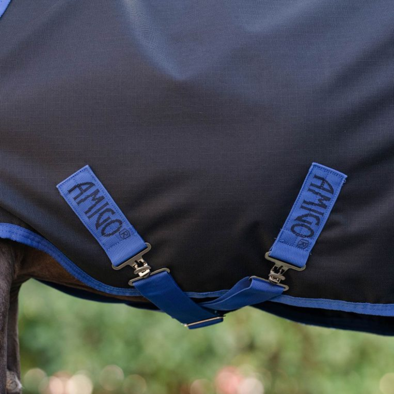 Horseware Amigo Ripstop 900D Plus Pony Turnout Rug 50g - Black/Classic Blue-2