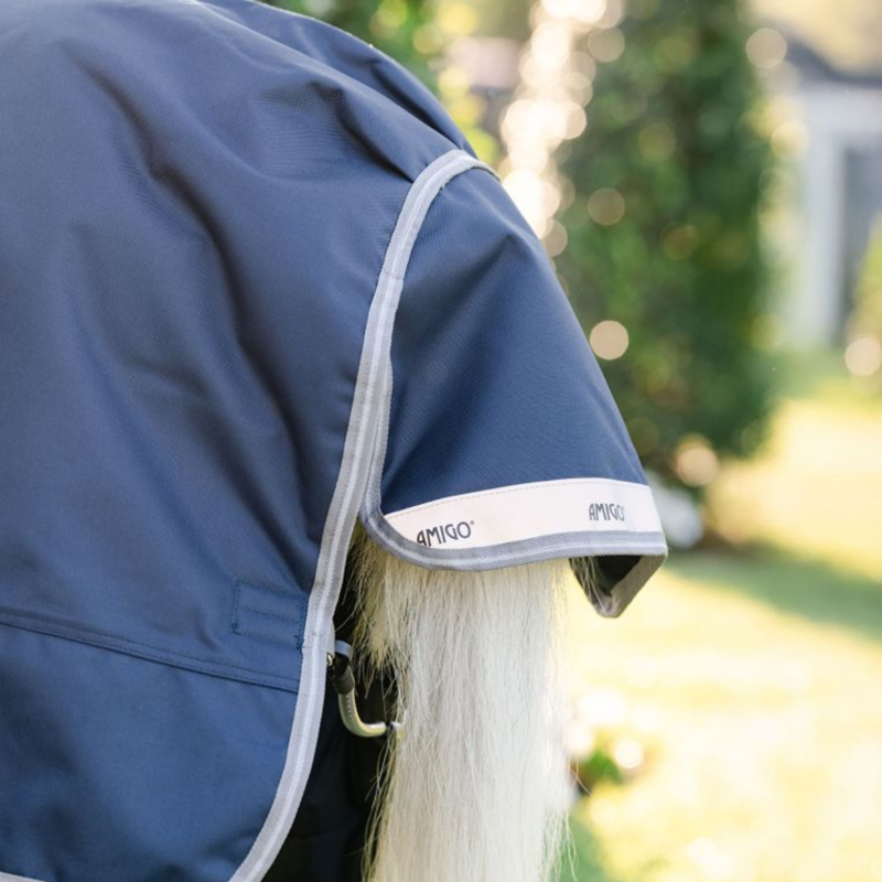Horseware Amigo 250g 1200D Plus Pony Turnout Rug - Navy/Titanium Grey Silver-3