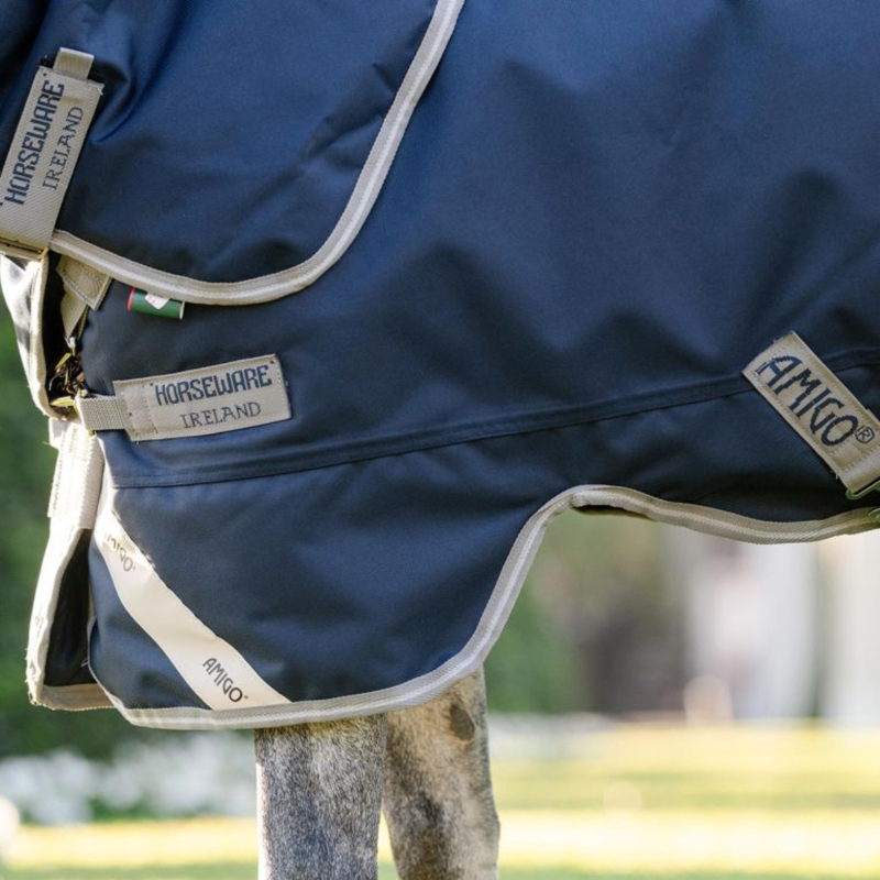 Horseware Amigo 250g 1200D Plus Pony Turnout Rug - Navy/Titanium Grey Silver-2