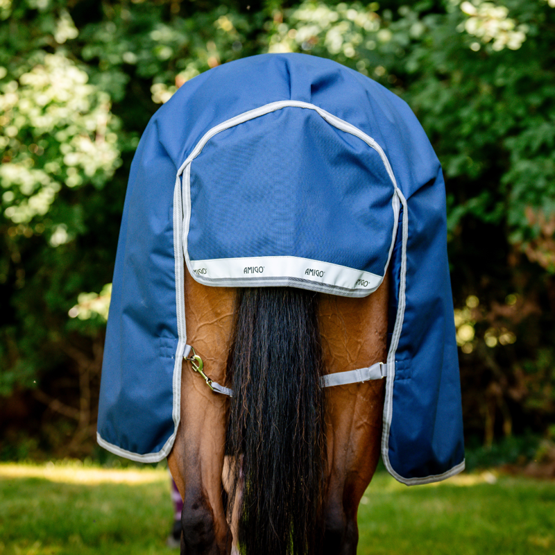 Horseware Amigo 1200D Wug Turnout Rug 150g - Navy/Titanium Grey Silver-4