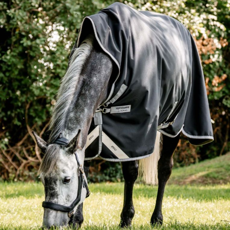 Horseware Amigo 1200D Wug Turnout Rug 150g - Black/Titanium Grey Silver-6