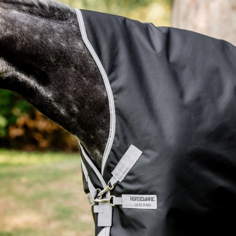 Horseware Amigo 1200D Wug Turnout Rug 150g - Black/Titanium Grey Silver-2