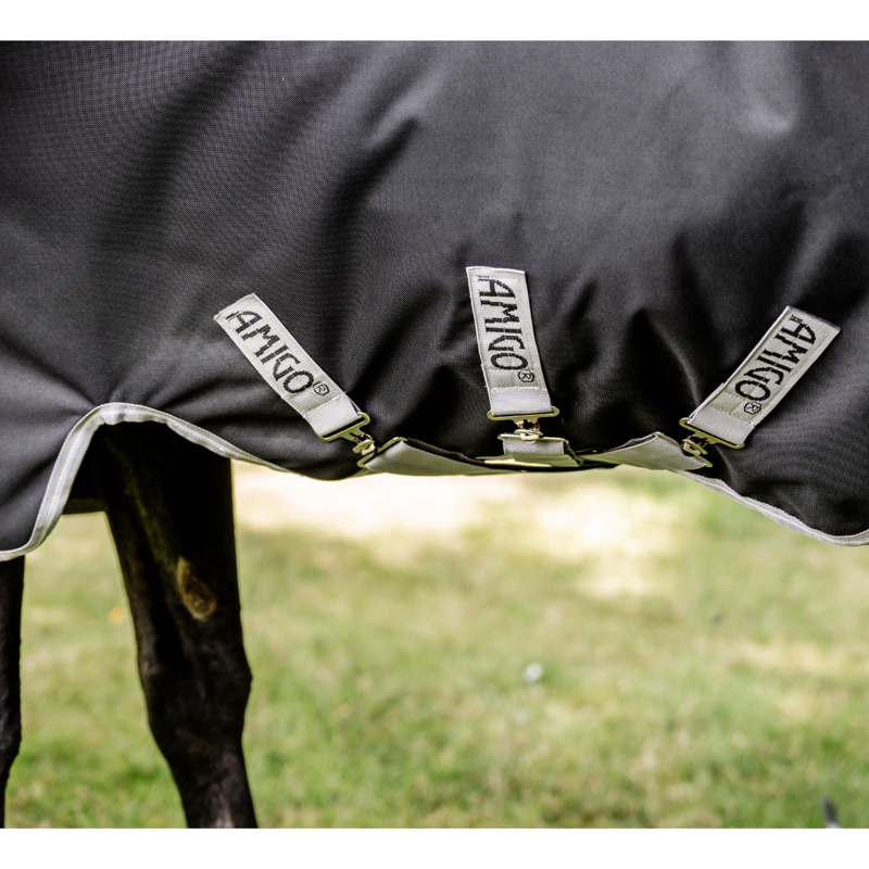 Horseware Amigo 1200D Wug Turnout Rug 150g - Black/Titanium Grey Silver-3