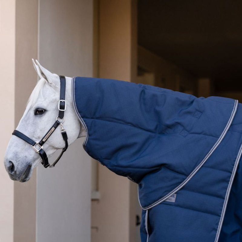 Horseware Rambo 200g Optimo Stable Hood - Navy/Thunderstorm Grey Silver