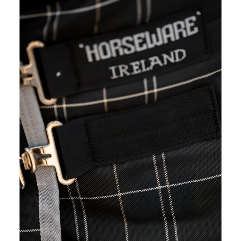 Horseware Rhino Stable Rug 100g - Black/Grey White Check Grey-2