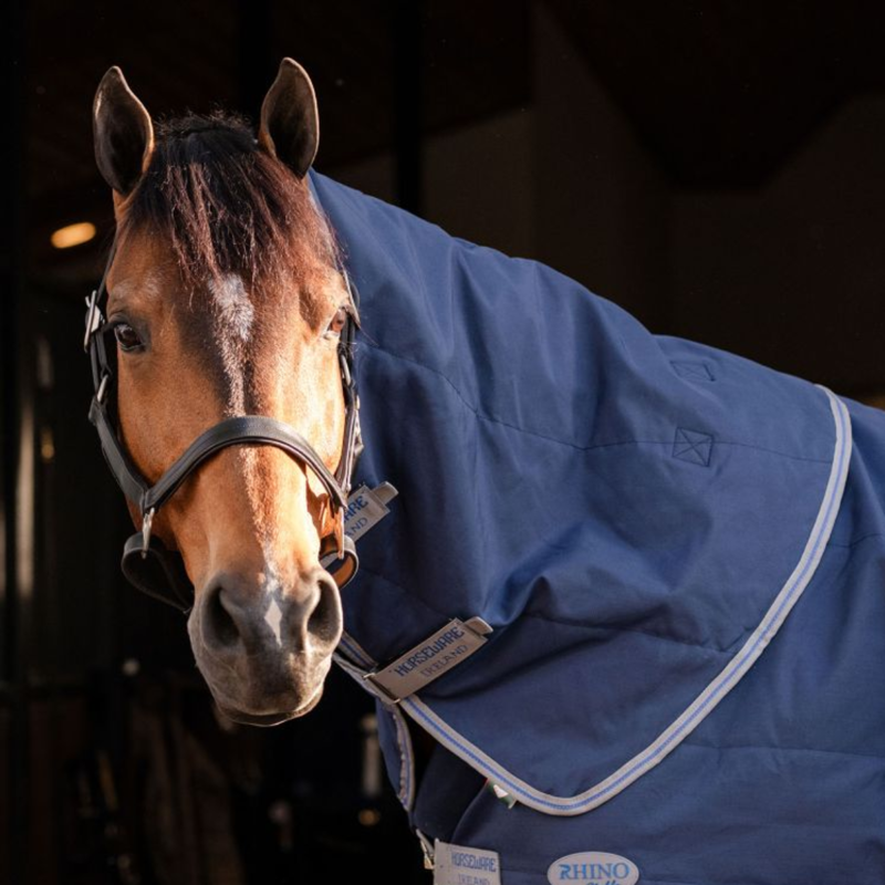 Horseware Rhino 200g Stable Hood - Navy/Titanium Grey Classic Blue-1