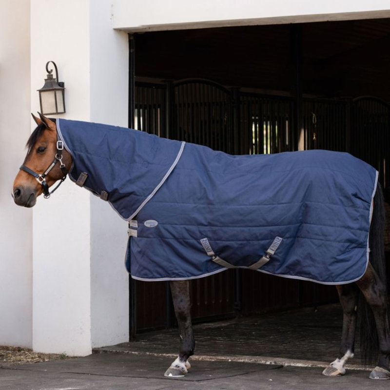 Horseware Rhino 200g Stable Hood - Navy/Titanium Grey Classic Blue-2