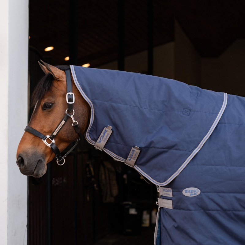 Horseware Rhino Stable Hood 100g - Navy/Titanium Classic Blue