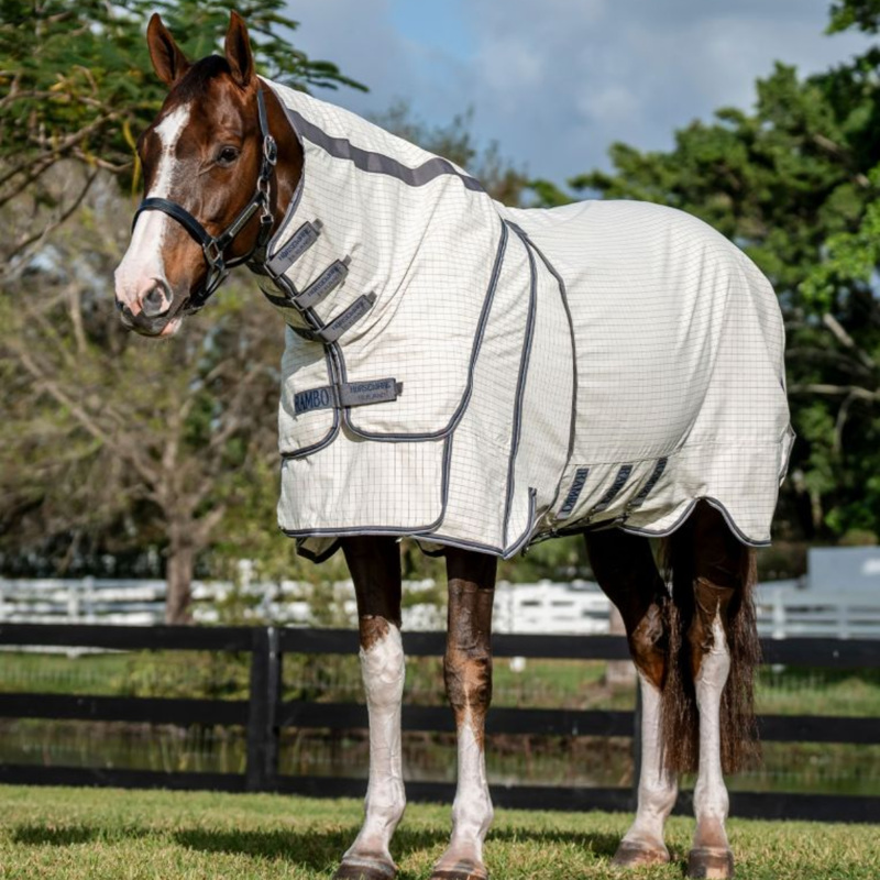 Horseware Rambo Optimo Supreme Summer Sheet Plus - Navy Check/Thunderstorm Grey Silver