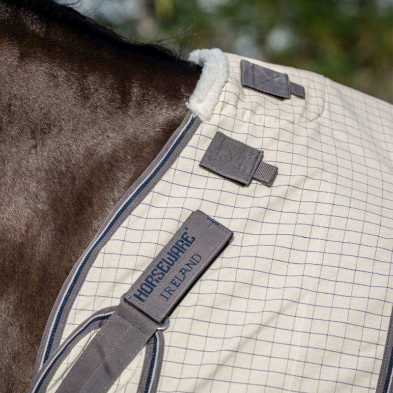 Horseware Rambo Optimo Supreme Summer Sheet Plus - Navy Check/Thunderstorm Grey Silver-2
