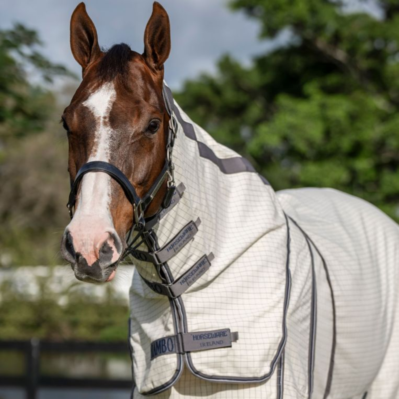 Horseware Rambo Optimo Supreme Summer Sheet Plus - Navy Check/Thunderstorm Grey Silver-6