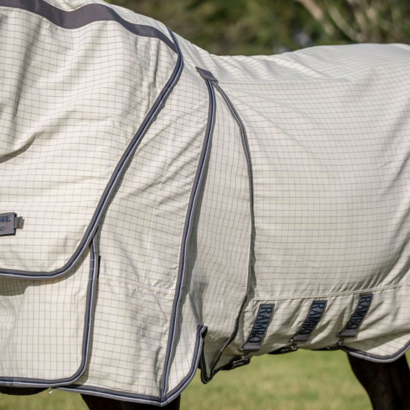 Horseware Rambo Optimo Supreme Summer Sheet Plus - Navy Check/Thunderstorm Grey Silver-3