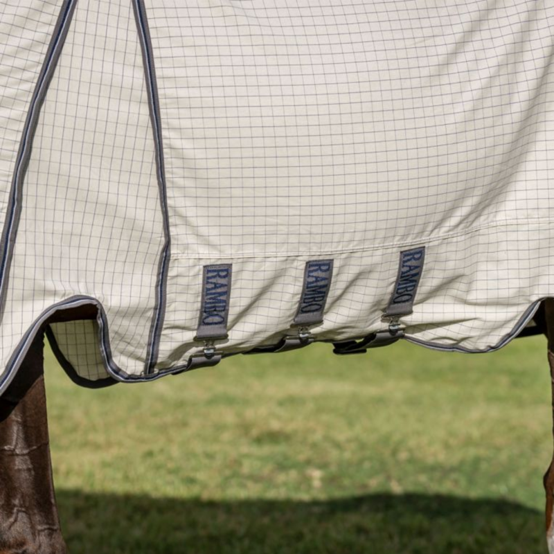 Horseware Rambo Optimo Supreme Summer Sheet Plus - Navy Check/Thunderstorm Grey Silver-4