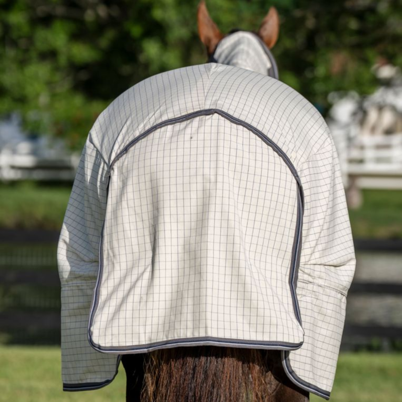 Horseware Rambo Optimo Supreme Summer Sheet Plus - Navy Check/Thunderstorm Grey Silver-5